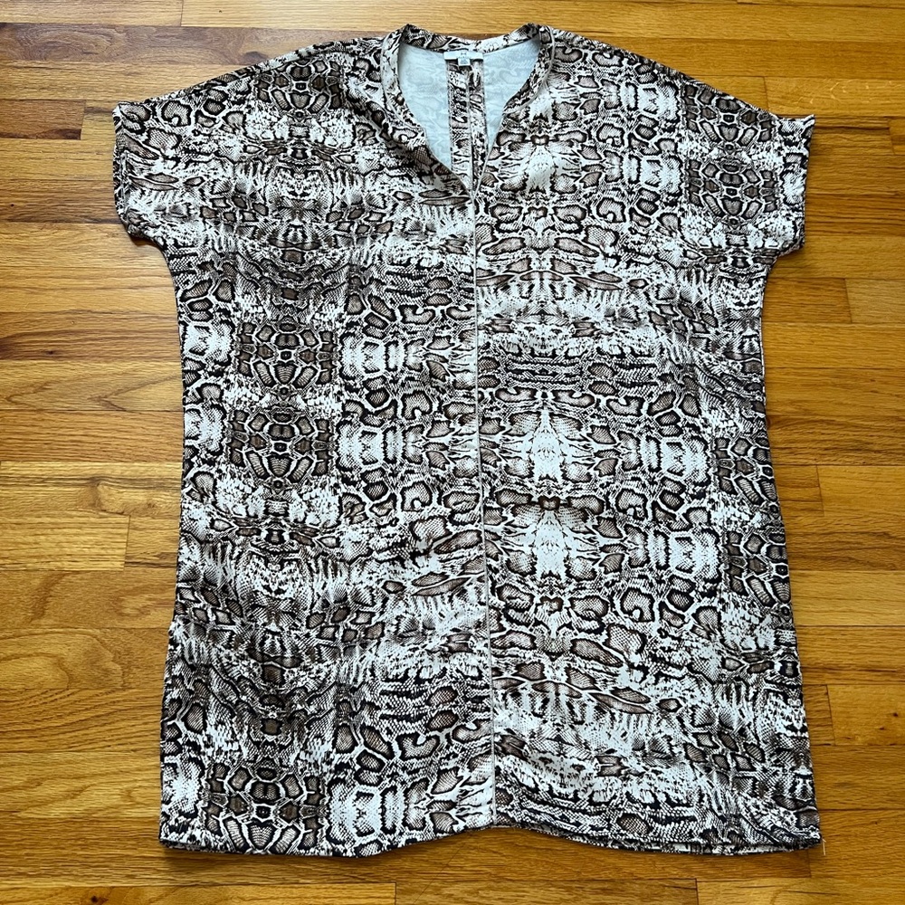 Halston Heritage Cream and Brown Textured Dress